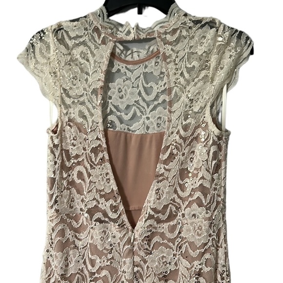 Jump Apparel Cocktail/Prom/Party Dress Juniors Cream/Nude Lace Size-11 EUC - Picture 8 of 13